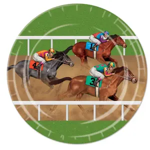 Beistle Horse Racing Plates 9'' 8/Pkg - Vibrant Designs for Racing Enthusiasts - Perfect Gift for Horse Racing History Lovers
