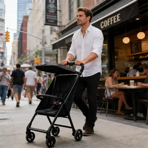 B03 Travel Umbrella Stroller, Lightweight Stroller One-Hand Quick Fold, 5-Point Safety Harness, Dual Brakes, Adjustable Removable Canopy, Compact & Space-Saving for Infants and Toddlers