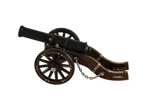 360 stand Louis XIV Cannon Replica Sculpture - 3 in. Brown & Black Metal, Hand-Painted Figurine, Home & Room Desk Decor Statue, Decorative