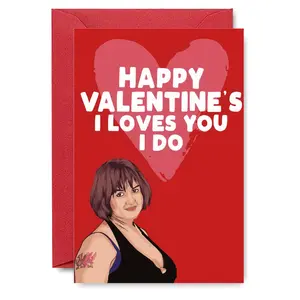 1PC Pop Culture Valentine's Day Card, Greeting Card, "Happy Valentine’s - I Loves You I Do" EastEnders Inspired Design, For Romantic Partners, Perfect for Playful Valentine's Wishes
