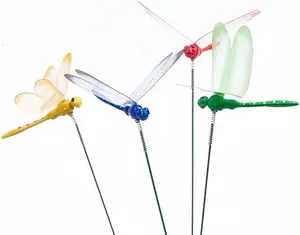 4/12 pcs Outdoor Fake Dragonfly Rod-Clip,Garden Metal bug repellent,3D Dragonfly Garden Decoration,Natural Organic Concept,Garden Bird and Fly Interfere Devices for Indoor and Garden,Creative Home Accessories Decorative Design Wall Decor