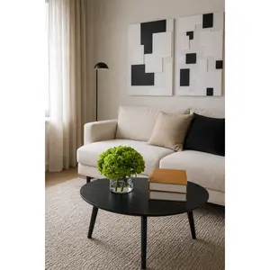 Green Hydrangeas in Cylinder Vase - Elegant Arrangement for Living Rooms & Dining Tables - 12" x 12" x 12" Decor Ornaments