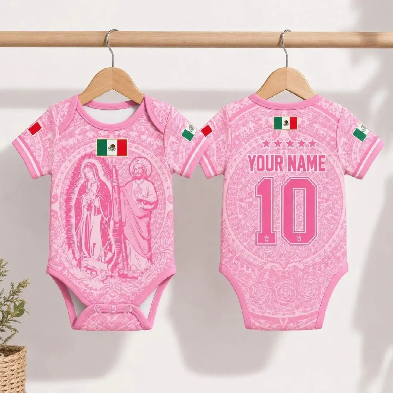 Custom Mexico 2026 Baby Suit,  Pink Jersey, Newborn Outfit AVN