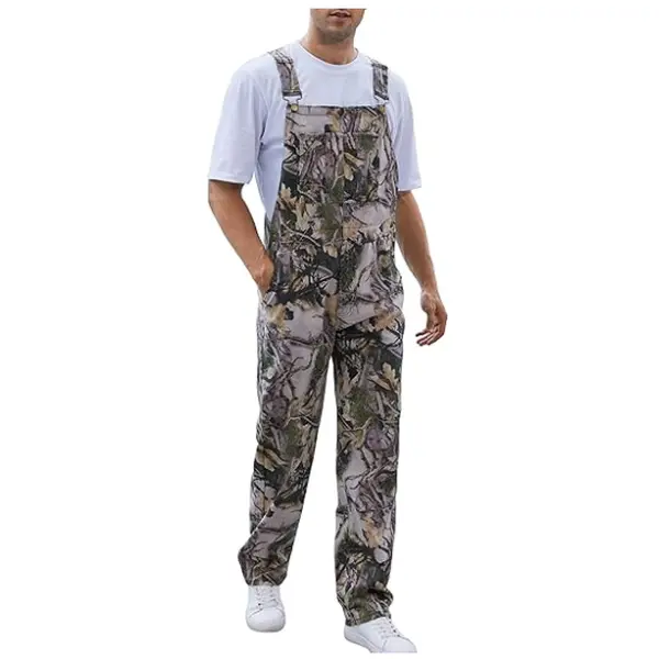 Bindefon Camo Jumpsuit for Men Camouflage Bibs Overalls Work Utility Coveralls with Pockets