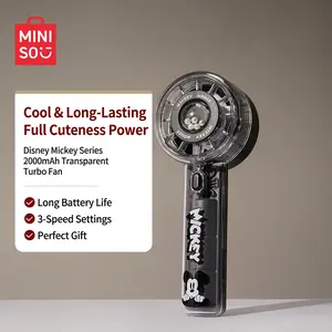 Disney Mickey Series 2000mAh Transparent Turbo Fan – Portable Rechargeable Handheld Fan, Cute Desk Accessory, Perfect Gift for Disney Fans!