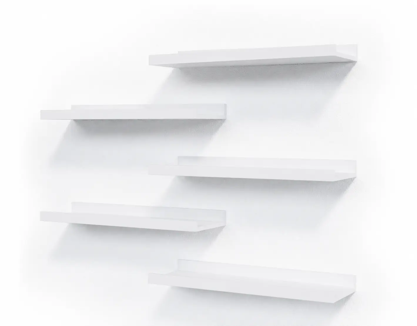 5 Set White Floating Shelves, Wall Mounted Shelves for Wall Decor, Modern Picture Ledge Shelf White
