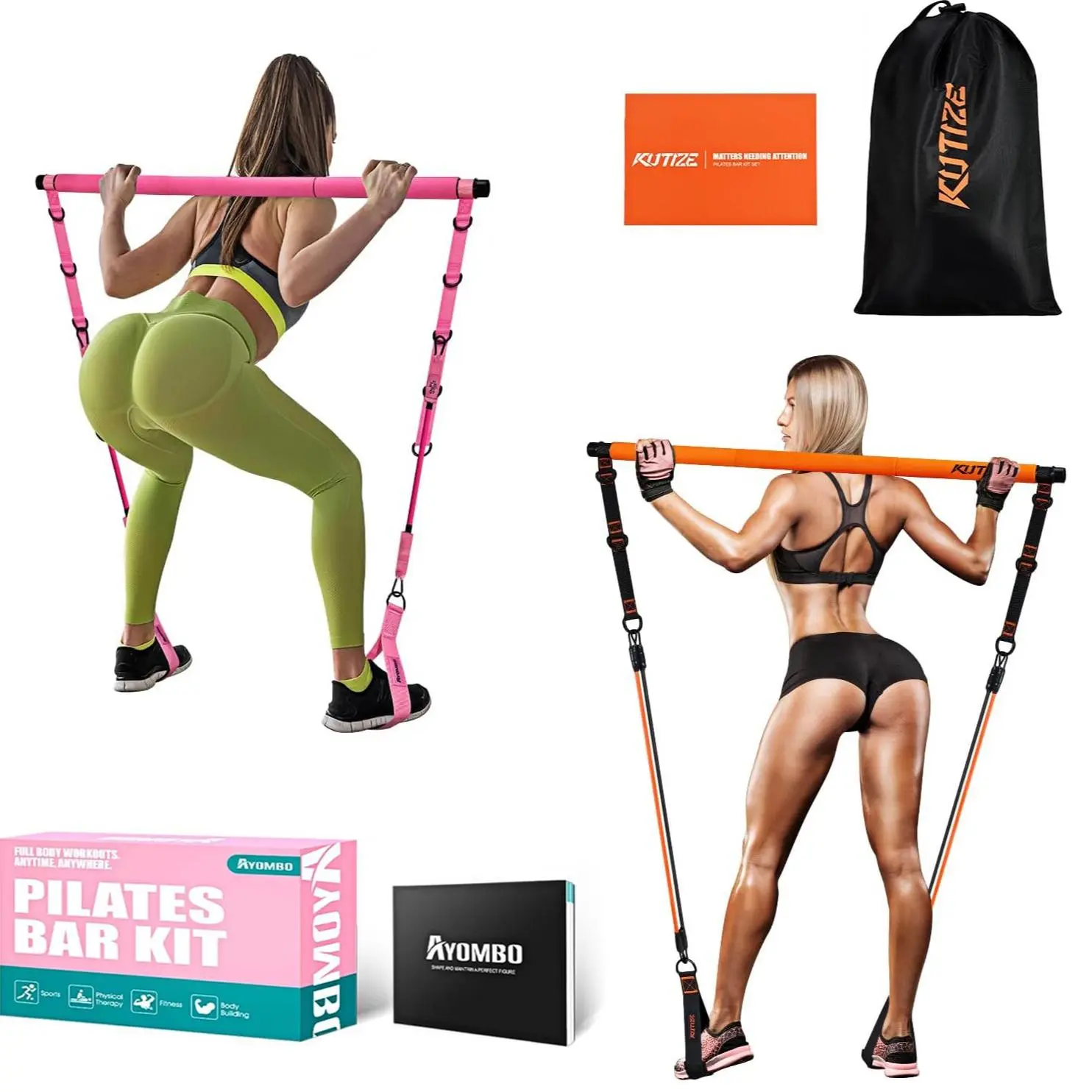 Full Body Pair – Pink & Orange Pilates Sticks