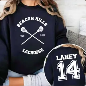 Beacon Hills Lahey 14 Lacrosse Fan T-Shirt, Vintage Teen Wolf Style Sweater, Unisex Cozy Casual Hoodie, Retro Sports Team Apparel