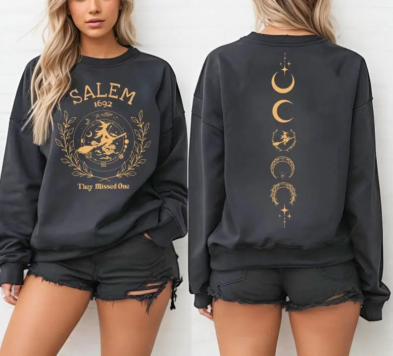 Salem They Missed One Sweatshirt (2 Sides) ,Halloween Witch Sweatshirt, Salem Witch Shirt, Salem 1692 Shirt, Trendy Graphic Sweater
