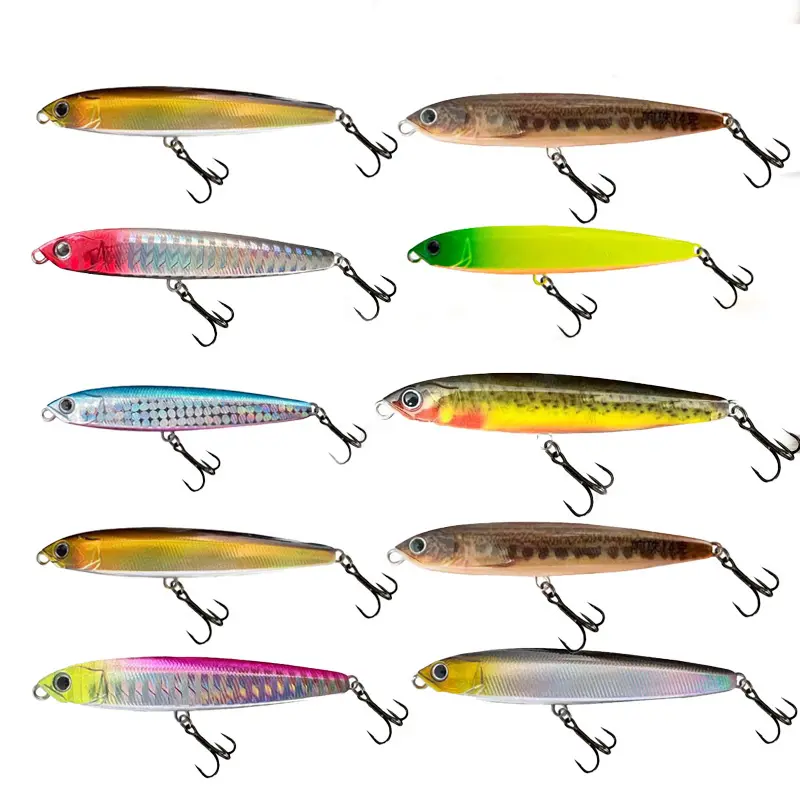 Pencil Fishing Lures, Realistic Hard Plastic Minnow for Saltwater and Freshwater Bass and Perch, Slow-Sinking with Long Cast Capability, Artificial Fishing Lure, Bass Fishing Lures