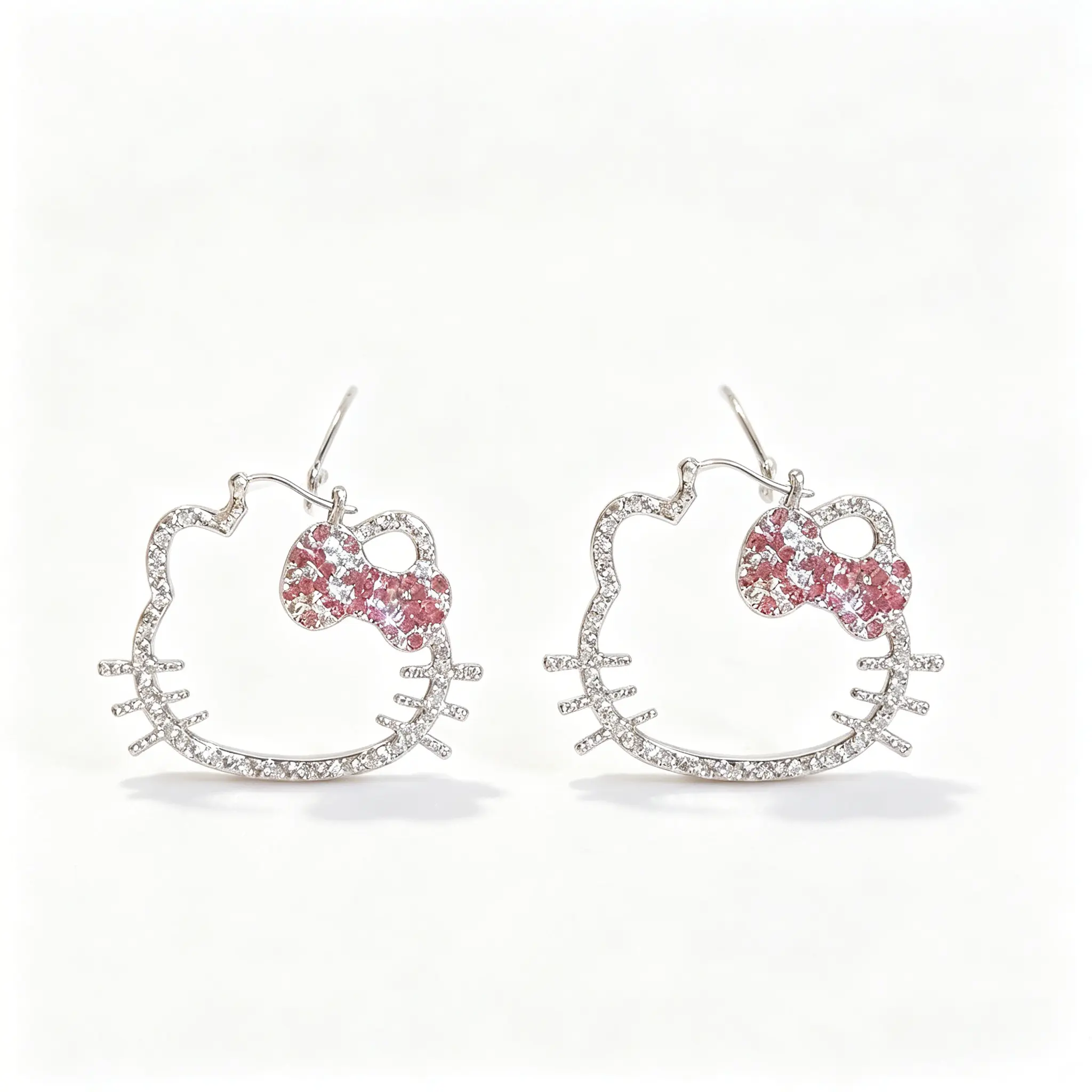Sanrio Hello Kitty Silver Earrings, Cute Character Dangle Stud Earrings Jewelry for Women Girls Daily Party Wear