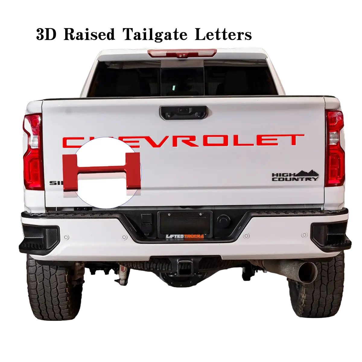 3D Tailgate Letters Emblem Car Stickers for 2019-2025 Chevrolet Silverado Models, Weatherproof ABS Decals with Strong 3M Adhesive, Red Vehicle Exterior Decorative Truck Accessories