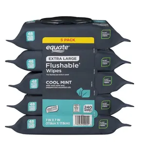 5 Pack Extra Large Flushable Wet Wipes, Mint, 240 Wipes 5 Pack Extra Large Flushable Wet Wipes, Mint, 240 Wipes