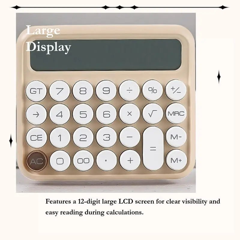 1pc, Aesthetic Calculator Cute Desktop 12 Digit With Large LCD Display, Candy Color Calculator Big Buttons, Sensitive Buttons, Calculator Office, Flexible Keyboard Calculator, Office Calculators, Office Stationery Supplies