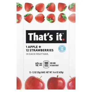 That's It Fruit Bars, Apple + Strawberries, 12 Bars, 1.2 oz (35 g) Each
