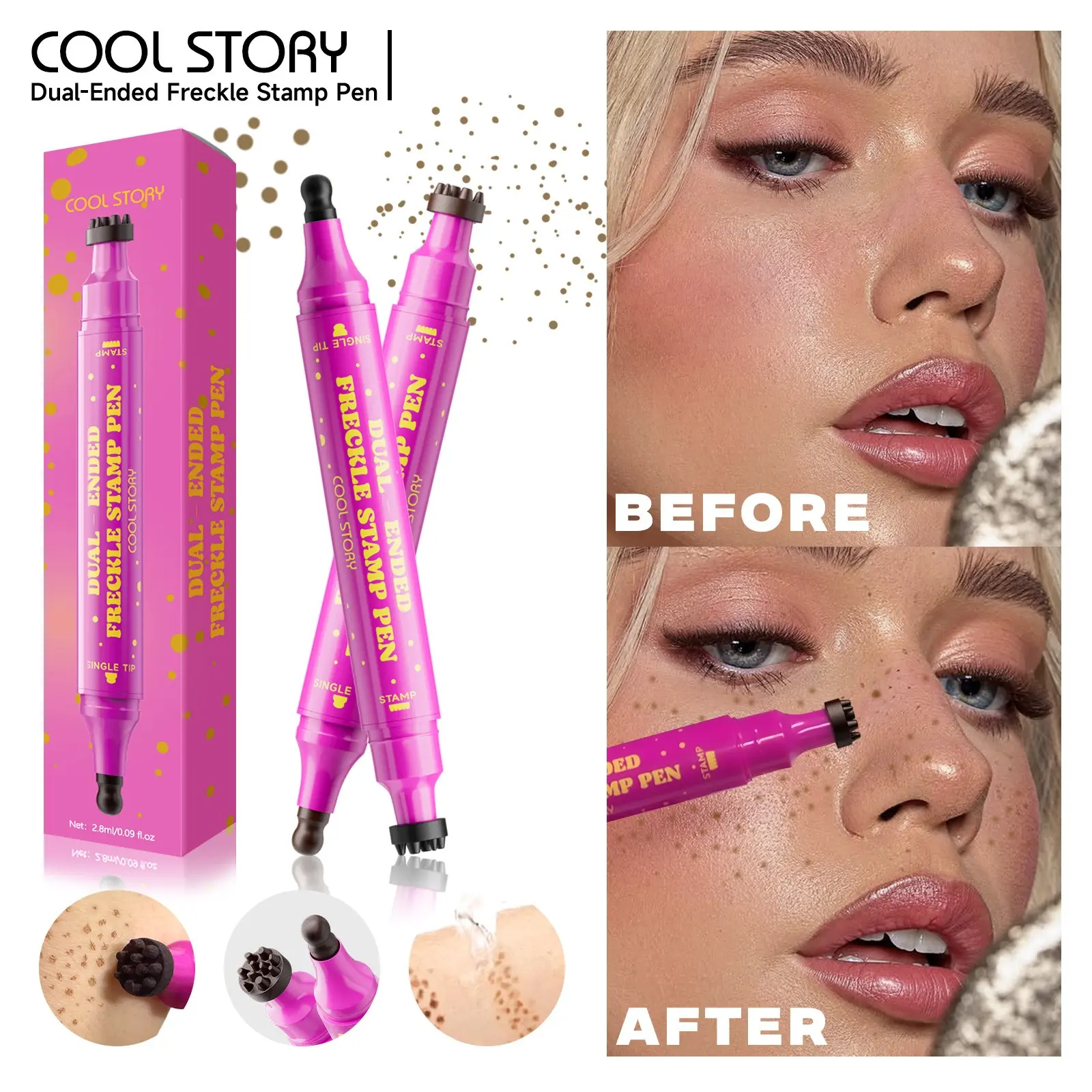 Spot Corrector Pen, 3-In-1 Stamp Concealer Brush, Natural Look, Waterproof, Sweatproof, Long-Lasting, Flawless Makeup Cosmetic, Perfect for Makeup Touch-Ups