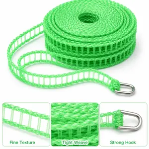 Clothes Drying Rope, thickened braided PE material, fence non-slip anti-wind design, 5m total length, for home balcony outdoor camping clothes drying