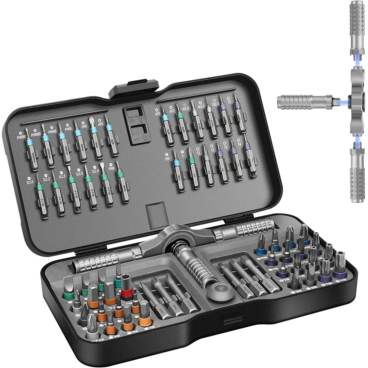 Fathersdaygift Ratchet Screwdriver Set, 24 or 66 in 1 magnetic Screwdriver sets, S2 Steel Bits, DIY Combination Flexible Shaft, Suitable for Furniture Assembly, Precision Electrical Appliance Repair, Bicycle Tools Fathers Day Gifts