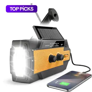 Solar Powered Emergency Hand Crank Radio, Portable Survival Radio, 4000mAh Solar Hand Crank Portable FM/AM Weather Radio with Flashlight, Cell Phone Charger, and SOS Alarm #TOP PICKS