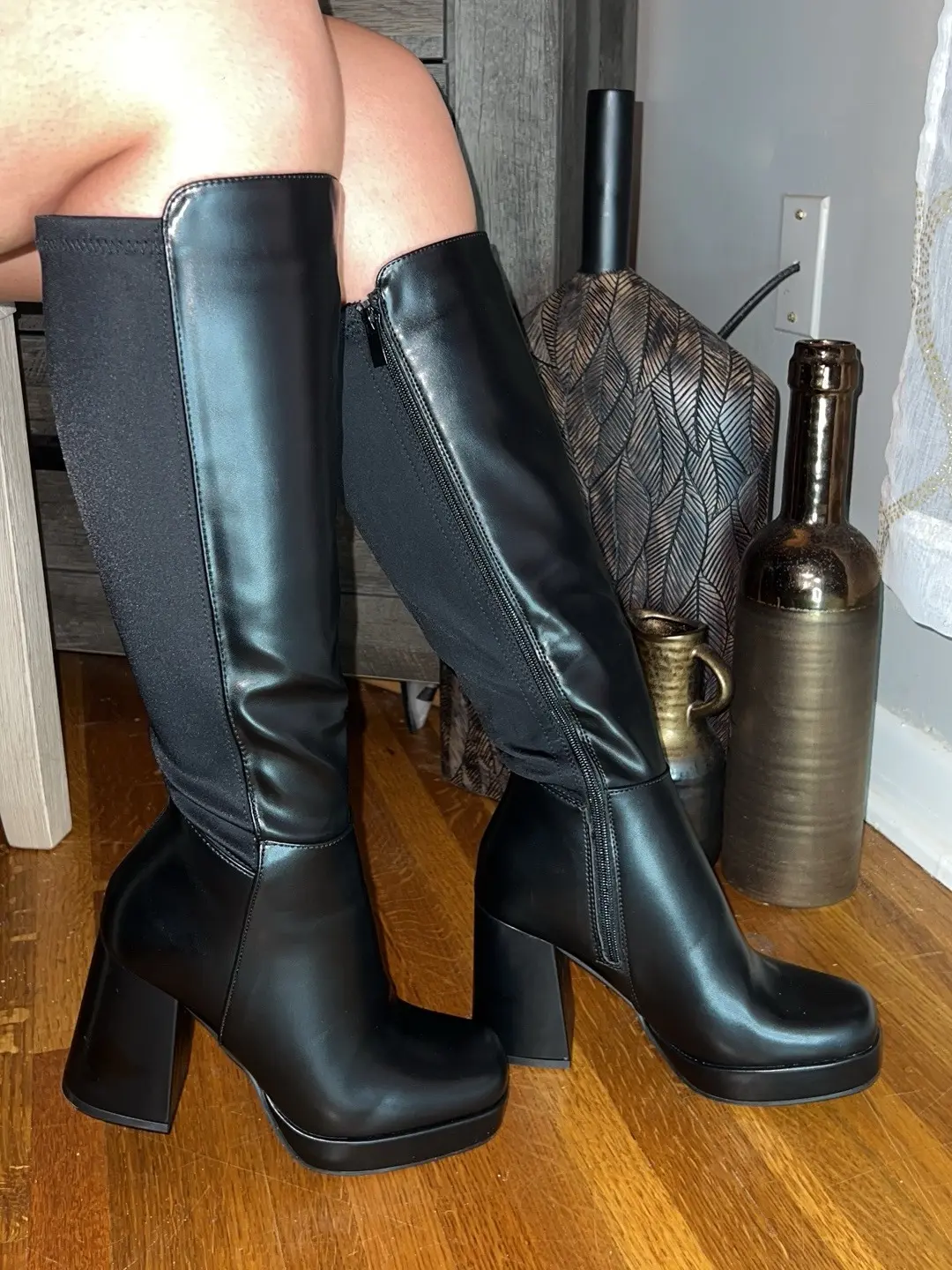 Gatubela -  Stretch Back Panel Platform  Boots