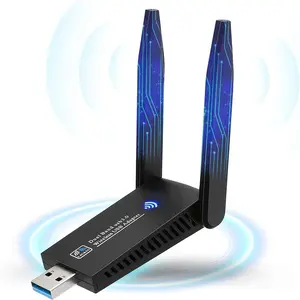 1300Mbps USB 3.0 Wireless Network Card, Dual Band USB 3.0 WiFi Wireless Network Dongle with 5dBi Dual Enhanced Antenna, Network Card for PC Laptop Desktop