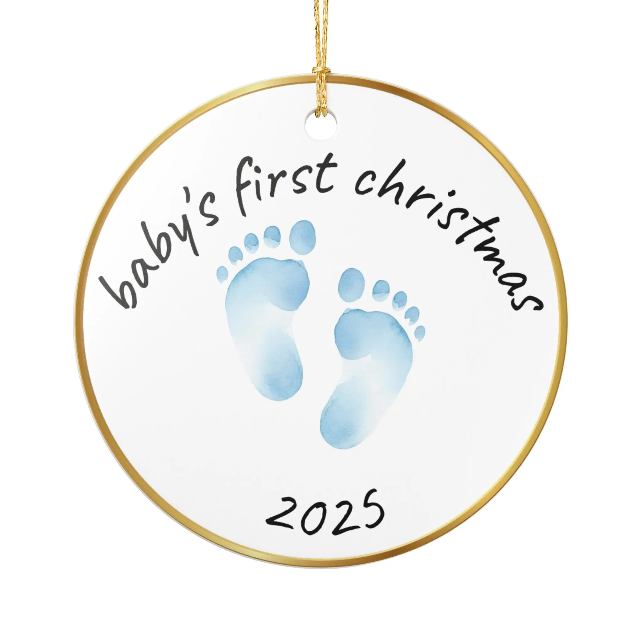 Ceramic Ornament, Baby's First Christmas 2025, Personalized Holiday Keepsake, Xmas Tree Decoration, Newborn Gift, Customized Ceramic Bauble
