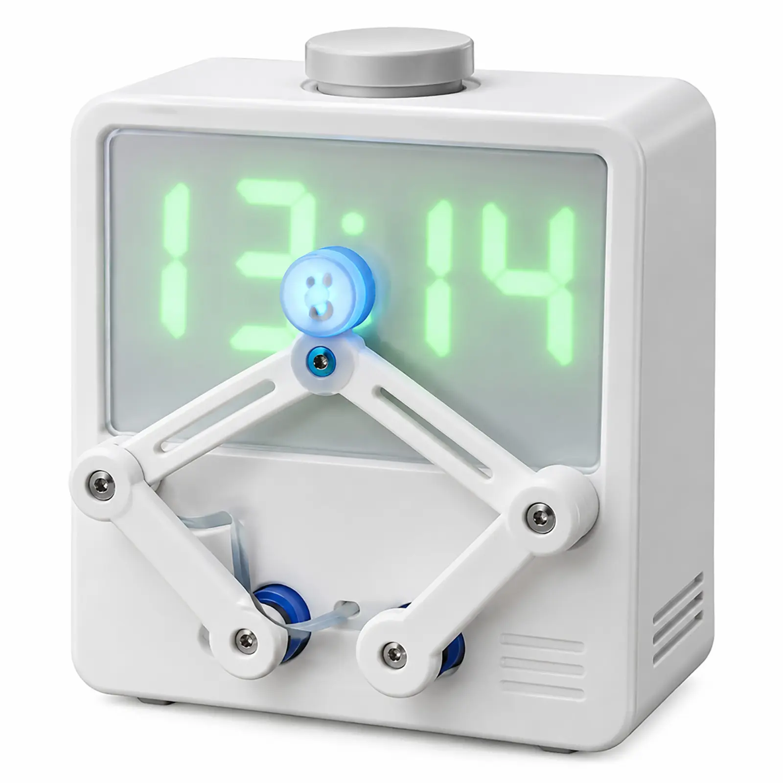 WiFi Mechanical Drawing Clock, Kinetic Desk Clock with Glow Panel USB-C powered, automatic time drawing, WiFi time sync, glow panel, silent mode, moving arms, white or black housing
