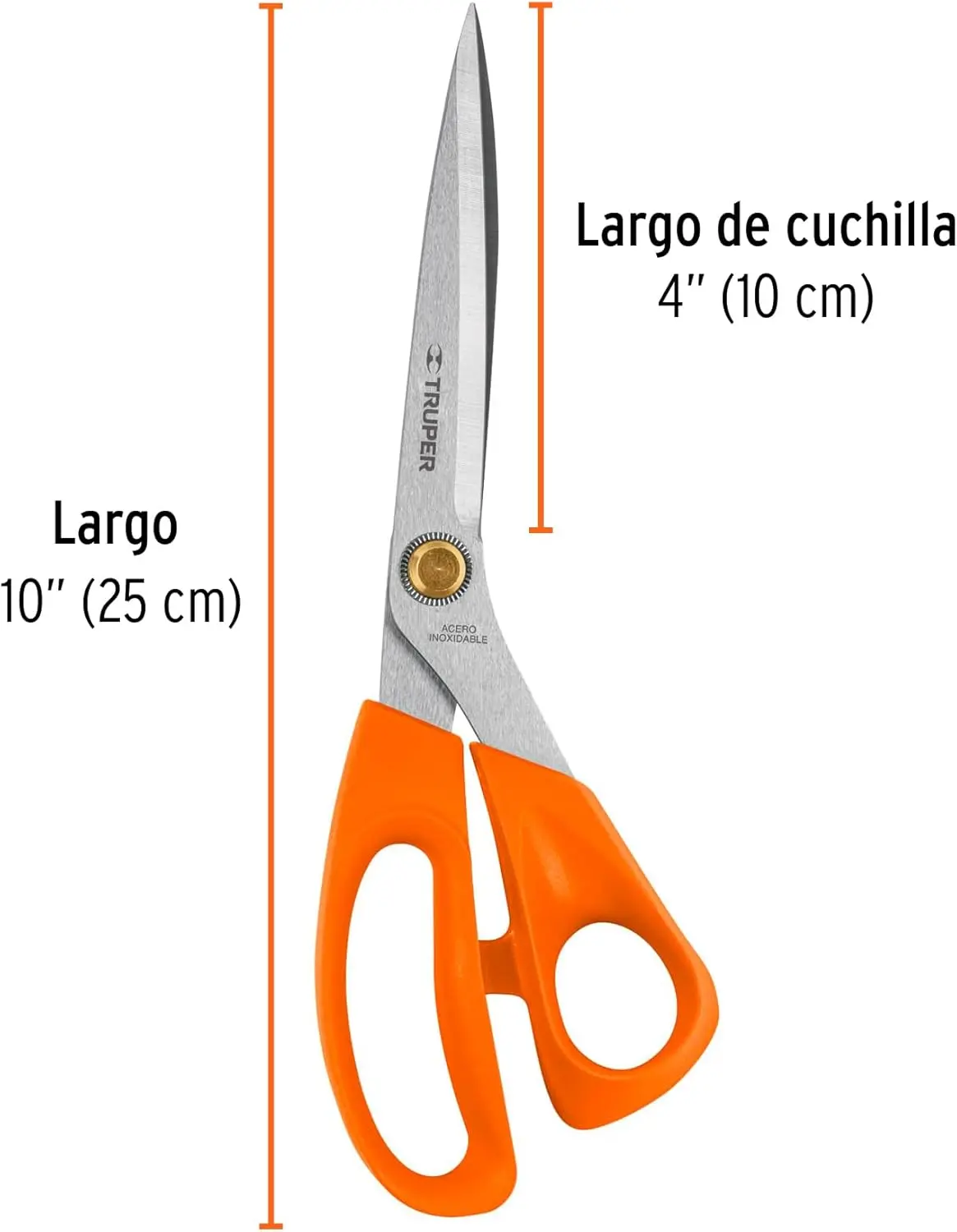 Truper Scissors Seam 10' for Gamefowl Stainless Steel Blades Ideal for Cutting Mult Layers of Fabric 10" (25 cm)