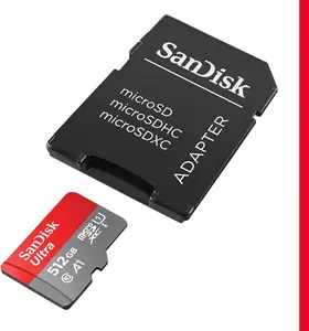 SanDisk SD Card 512GB Ultra microSDXC UHS-I Memory Card with Adapter - Up to 100MB/s, C10, U1, Full HD, A1, MicroSD Card - SDSQUAC-512G-GN6MA