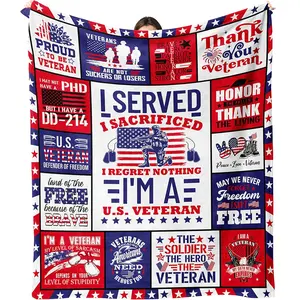 1pc Veterans Day gift blanket for men, Vietnam veteran gifts, veteran gifts, Navy/Air Force/Army veteran gifts for men, patriotic veteran gifts flannel blanket for dad and grandpa