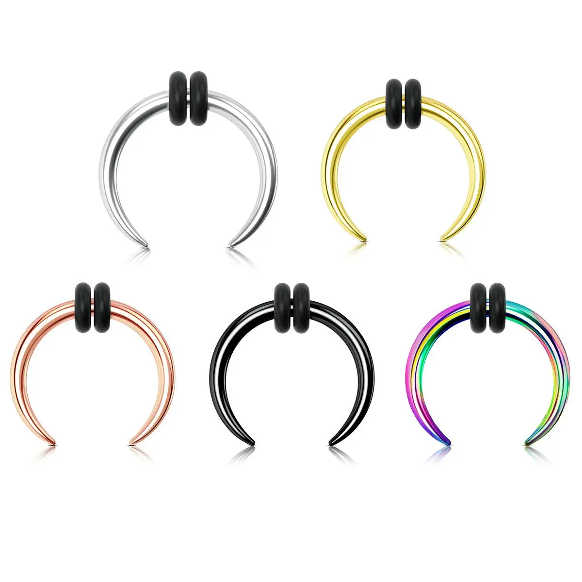 OUFER BODY JEWELRY Crescent Horseshoe Septum Ring, 316L Stainless Steel Pincher for Women, Hypoallergenic Body Piercings Jewelry 8-16 Gauge, 10G Septum