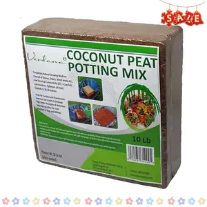Verdana Coco Coir Brick Potting Mix - 10 Lb Compressed Block – Coconut Fiber, Coco Peat, Coir Pith - Alternative to Peat Moss – Soilless Growing Medium - Low EC, Optimum pH, High Expansion