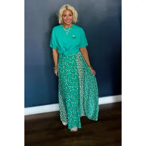 Azalea Afternoon Floral Maxi Skirt- Kelly Green, Womenswear Bottoms, Lightweight, Breathable Rayon, Spring