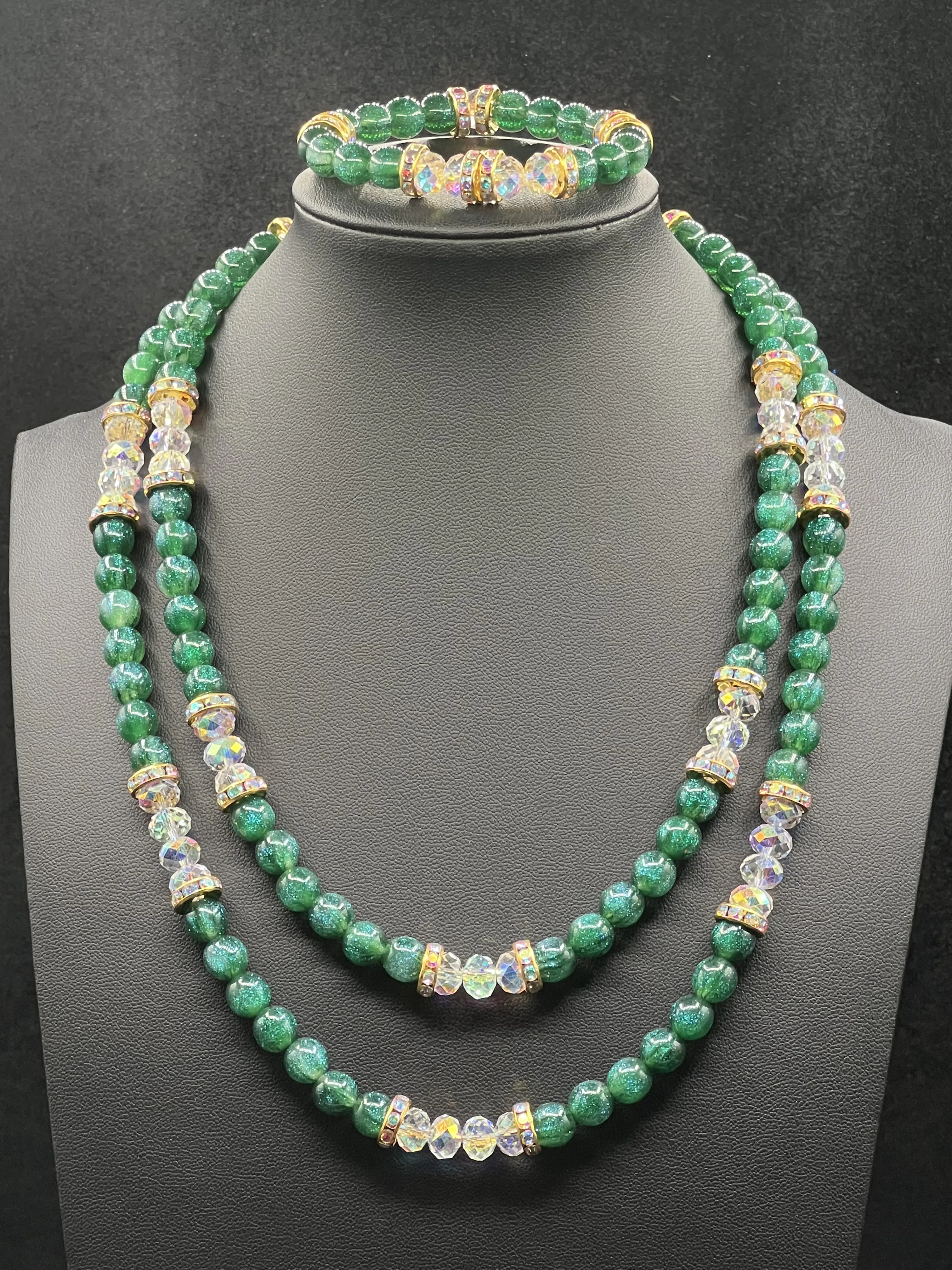 Green Starry Sky Layered Necklace Set