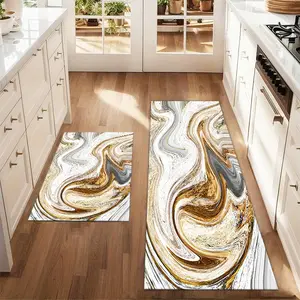 2Pcs Abstract fluid marble texture Floor mat set for farmhouse kitchen Modern Abstract Rug Farmhouse Kitchen Rugs Home Decor Rugs Home Decorative Rugs restaurant floor laundry room decor carpet mat