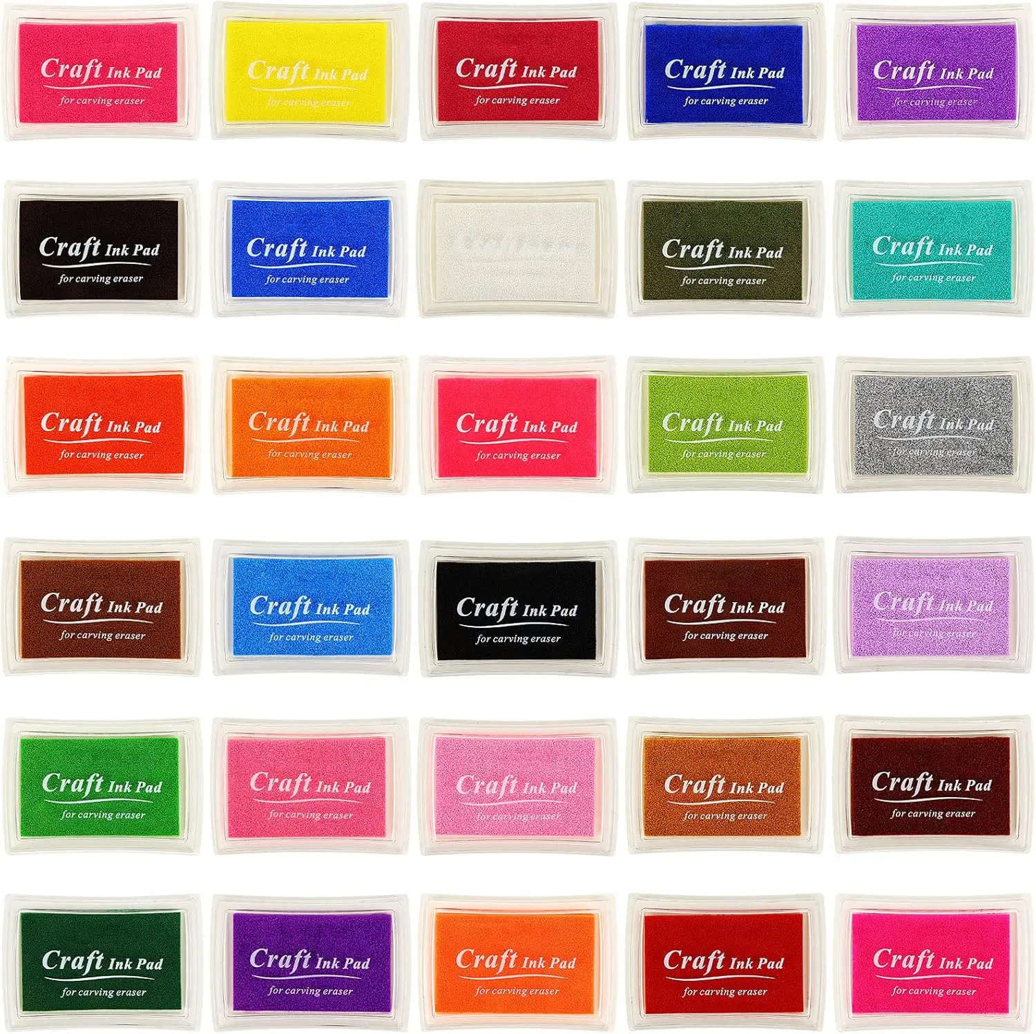 30 Count Bright Washable Ink Pad, Portable 7.5 x 5.5 x 2 cm Craft Pad for Fingerprint, Rubber Stamping, DIY Fun Scrapbooking & Card Making
