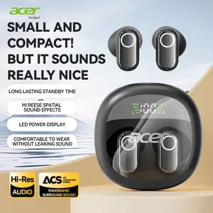 Acer OHR513 Wireless Earphone,In-ear Design Earphones with Digital Cal, LongStandby Headset for Men & Women, Audio Earbud Electronic ear headphone fast charge Black