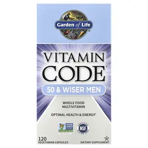 Garden of Life Vitamin Code®, 50 & Wiser Men, Whole Food Multivitamin, 120 Vegetarian Capsules