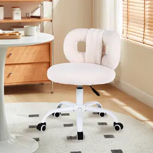 ERMNOIS Modern Faux Cashmere Home Office Chair, Height Adjustable Desk Chair with Back and Wheels for Living Room, Swivel Make-up Vanity Armless Chairs for Home and Office