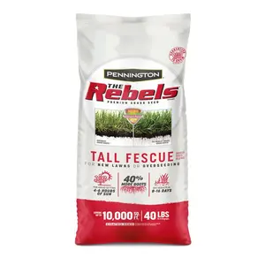 212 MAIN Pennington Turf-Type The Rebels Tall Fescue Grass Seed Mix, 40 lbs Bulk Bag, Premium Lawn & Turf Grass Seeds, Sun-Shade Tolerant, Drought Resistant, Finer Blades, Dark Green