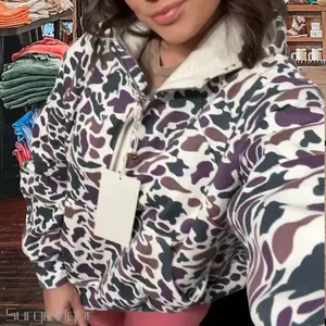 Stay Cozy in Style with our Half Zip-Up Print Sweatshirt camo - Shop Now! Pullover Sleeve