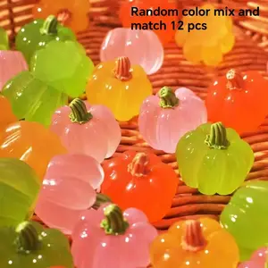 Glow-In-The-Dark Mini Resin Pumpkins, 4 Vibrant Colors, Halloween Decorations, Durable Indoor Miniatures