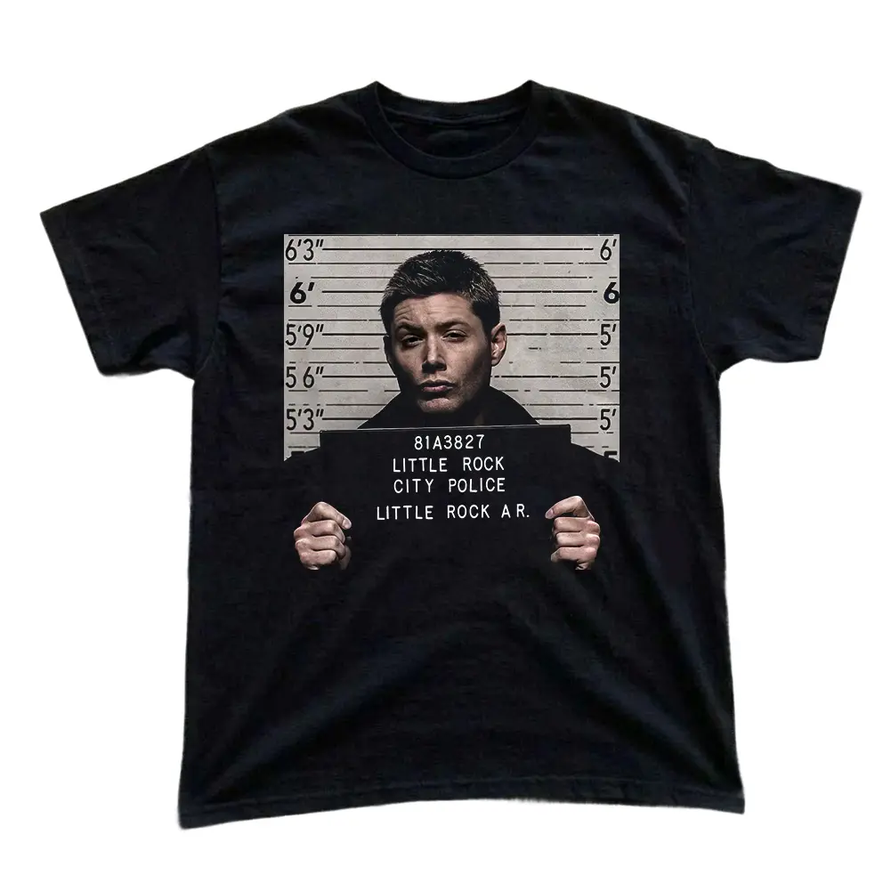 Dean Winchester Mugshot T-shirt, Supernatural TV Show Shirt, Vintage Arrest Scene Tee, Retro Graphic Tee for Fans, Gift for Men, Gift for Women, Crew Neck T-shirt, Trending T-shirt