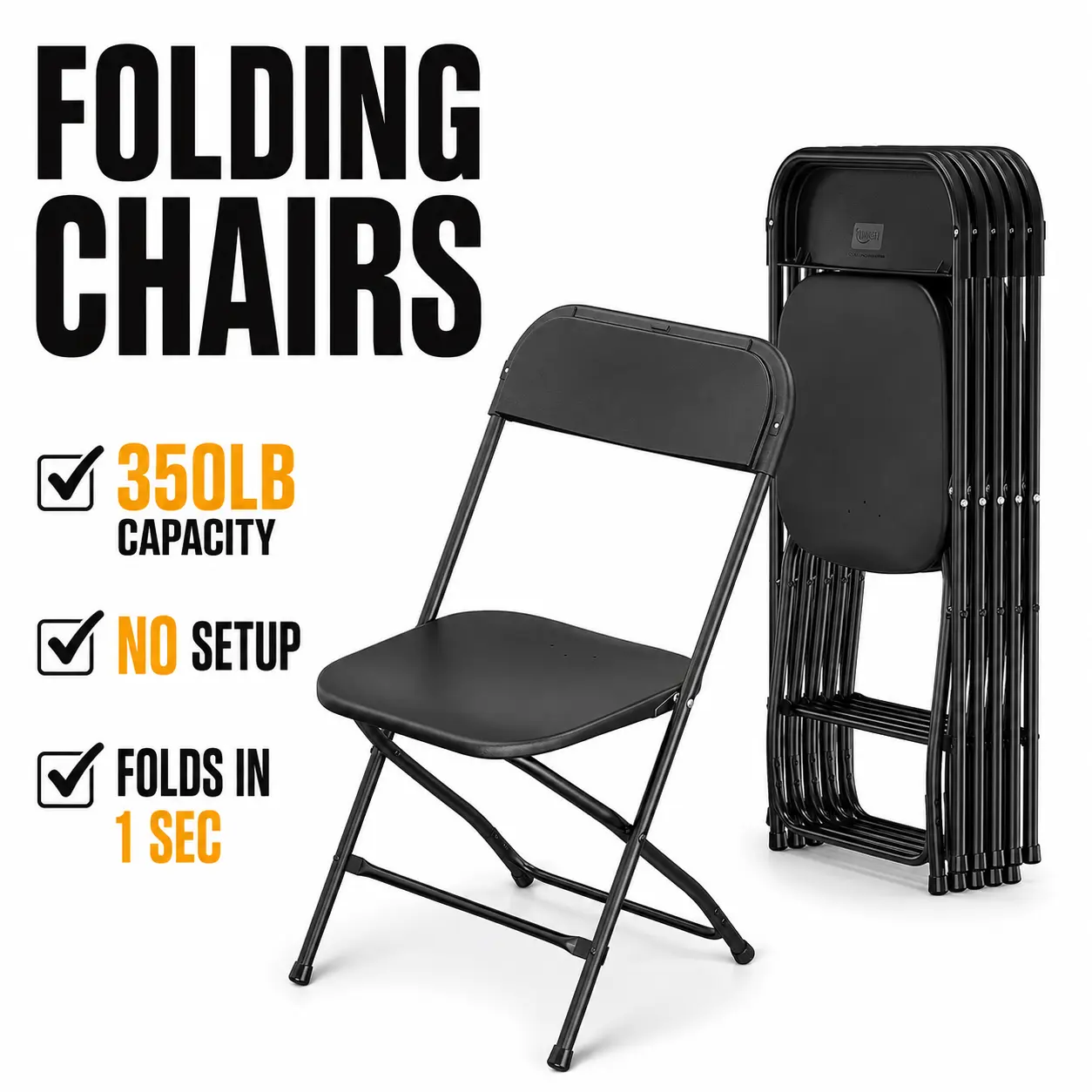 6/10 Pack Heavy Duty Plastic Folding Chairs, 350 lbs Capacity, Lightweight Portable Stackable Chairs for Indoor & Outdoor Party, BBQ and Commercial Events