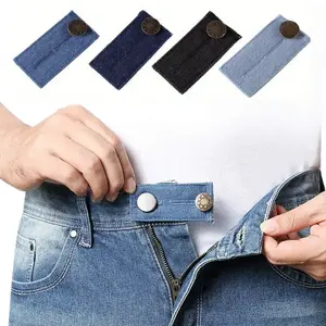 2counts Men's Elastic Waist Extender Adjustable Waist Adjustment Denim Belt Buckle, Stretchable Pants Waistband Extension, Comfortable and Durable
