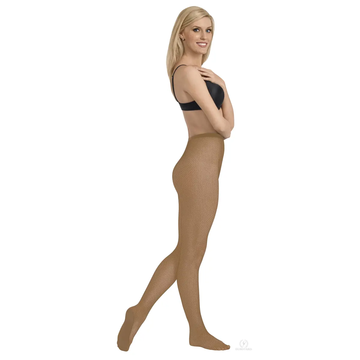 212 MAIN EuroSkins 213-C-S-M Men's Nylon Plush Fishnet Tights, Elastic Solid Full-Length Form-Fit Intimates, Non-Run Apparel, Professional Day Wear, Caramel, Small & Medium