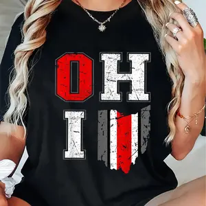 100% Cotton Vintage OHIO tee state of Ohio Map Women Men T-Shirt