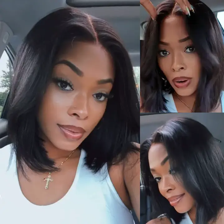 【Upgraded Drawstring】Sunber Glueless Yaki Straight Short Bob Wig Pre-Cut 7x5/13x4 Pre Everything Human Hair Wigs with Invisible Knots summerwins DealsForYouDays
