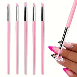 5 Piece Silicone Nail Brush Set, 3D Nail Carving Tool, Flower Engraving and Embossing, Manicure Accessories, Nail Art, Manicure Kit