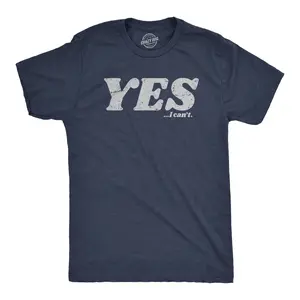 Mens Yes I Cant T Shirt Funny Anti Motivational Joke Tee for Guys Mens Funny T Shirts Cool Vintage Fashion T-Shirt Gift Classic Menswear Funny Introvert Short Sleeve Novelty Tees for Guys Navy - YES